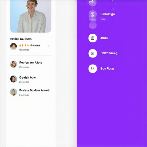 Screenshot of GMB profile management with review and alert notifications