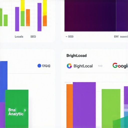 Screenshot of local SEO tools dashboard with analytics and rankings data.