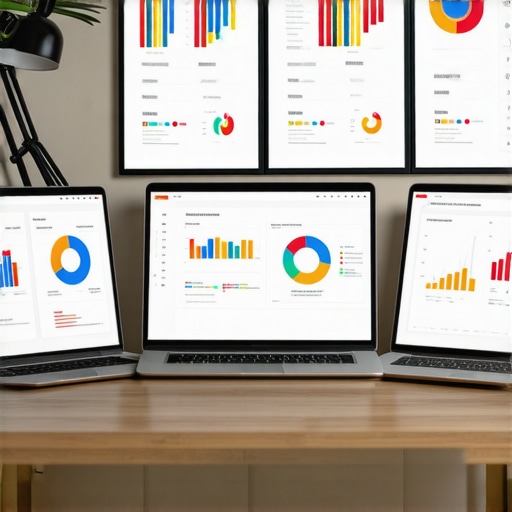Workspace with SEO tools and analytics dashboards for local SEO