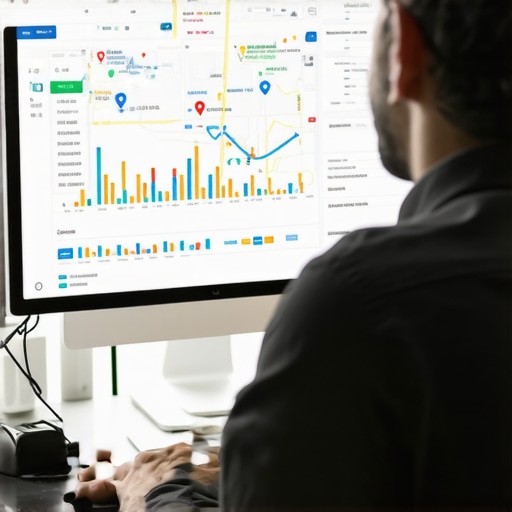 Person analyzing Google Maps ranking analytics on a computer screen.