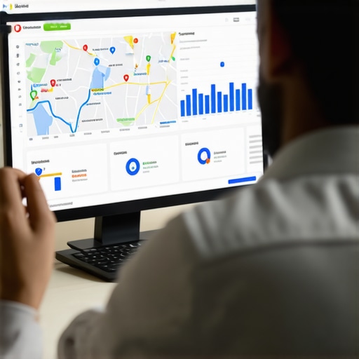 Person reviewing Google Maps analytics on a desktop monitor, focusing on recovery graphs.