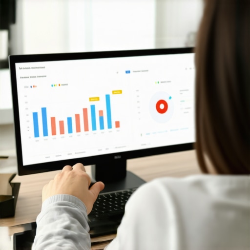 Person reviewing SEO ranking graphs on a computer dashboard.