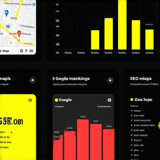 Google Maps ranking metrics and local SEO analytics displayed on a computer screen.