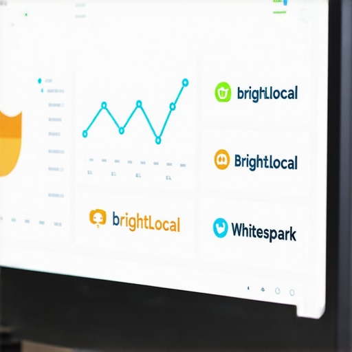 Screenshot of local SEO management tools displaying rankings, citations, and analytics for Google Maps listings.