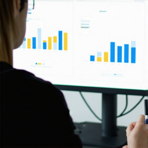 Person reviewing detailed local SEO performance charts on a laptop