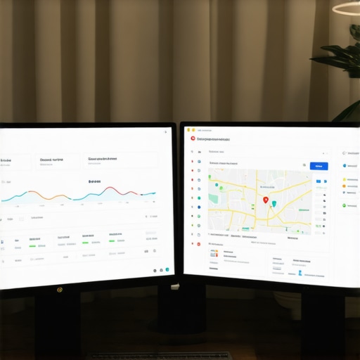 Optimized SEO Dashboard Close-up of SEO and ranking tracking tools on computer screens