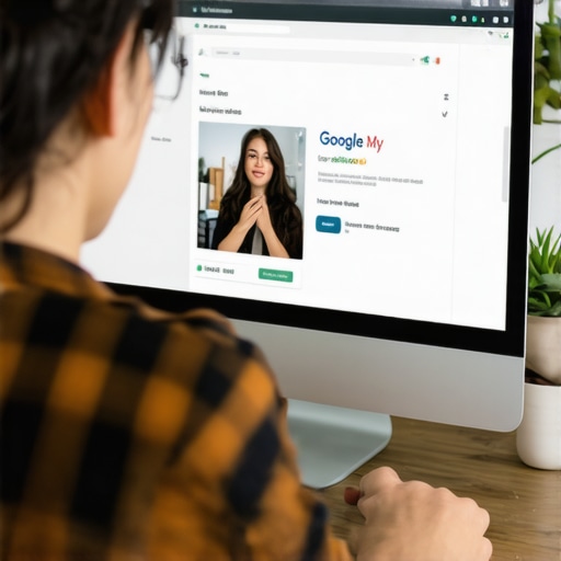 Business owner updating Google My Business profile on a laptop, emphasizing quick fixes for map ranking drop.