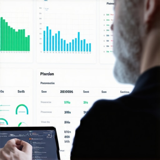 Digital Analytics Dashboard for Local SEO Monitoring Business owner reviewing local search ranking metrics on a computer display.