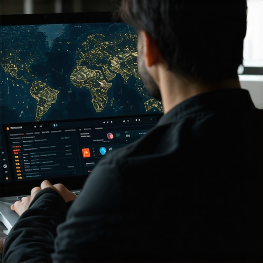 Person reviewing digital maps and analytics on a laptop for local SEO maintenance