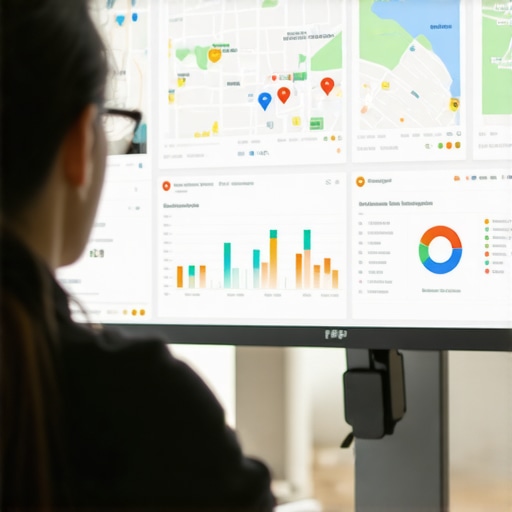 Person reviewing Google Maps ranking charts and analysis on a computer