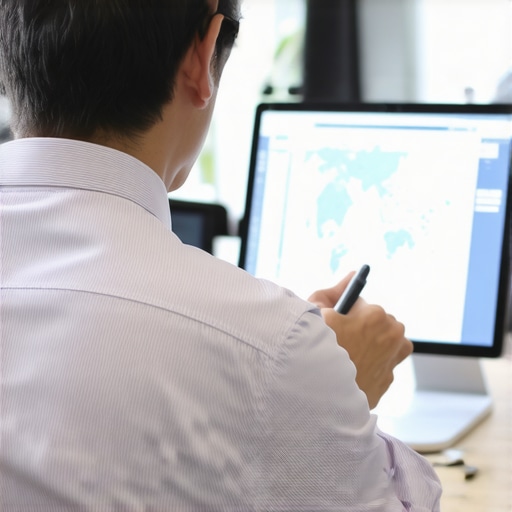 Business owner analyzing map signals and troubleshooting ranking issues on a screen.